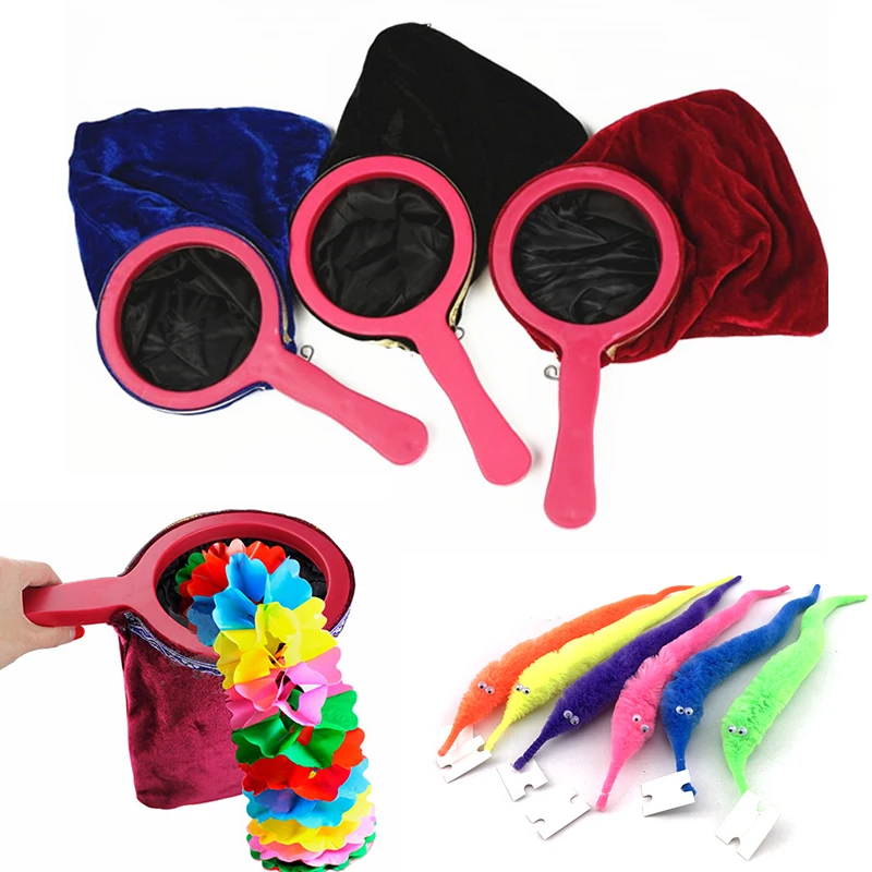 Lustige Anfänger Magische Requisiten Sets Twisty Magic Worm Change Bag Pull Flower Make Things Appear Disappear Trick Toys für Kinder Image