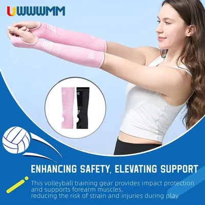 1 Pair Volleyball Arm Sleeves Passing Forearm Sleeves with Protection Pad and Thumbhole for Adults Protect Arms Sting