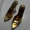 Kristall-Schnallenriemen-Hausschuhe, sexy spitze Zehen, Übergröße, Größe 35–46, gemischte Farben, zum Hineinschlüpfen, neue modische Damenschuhe