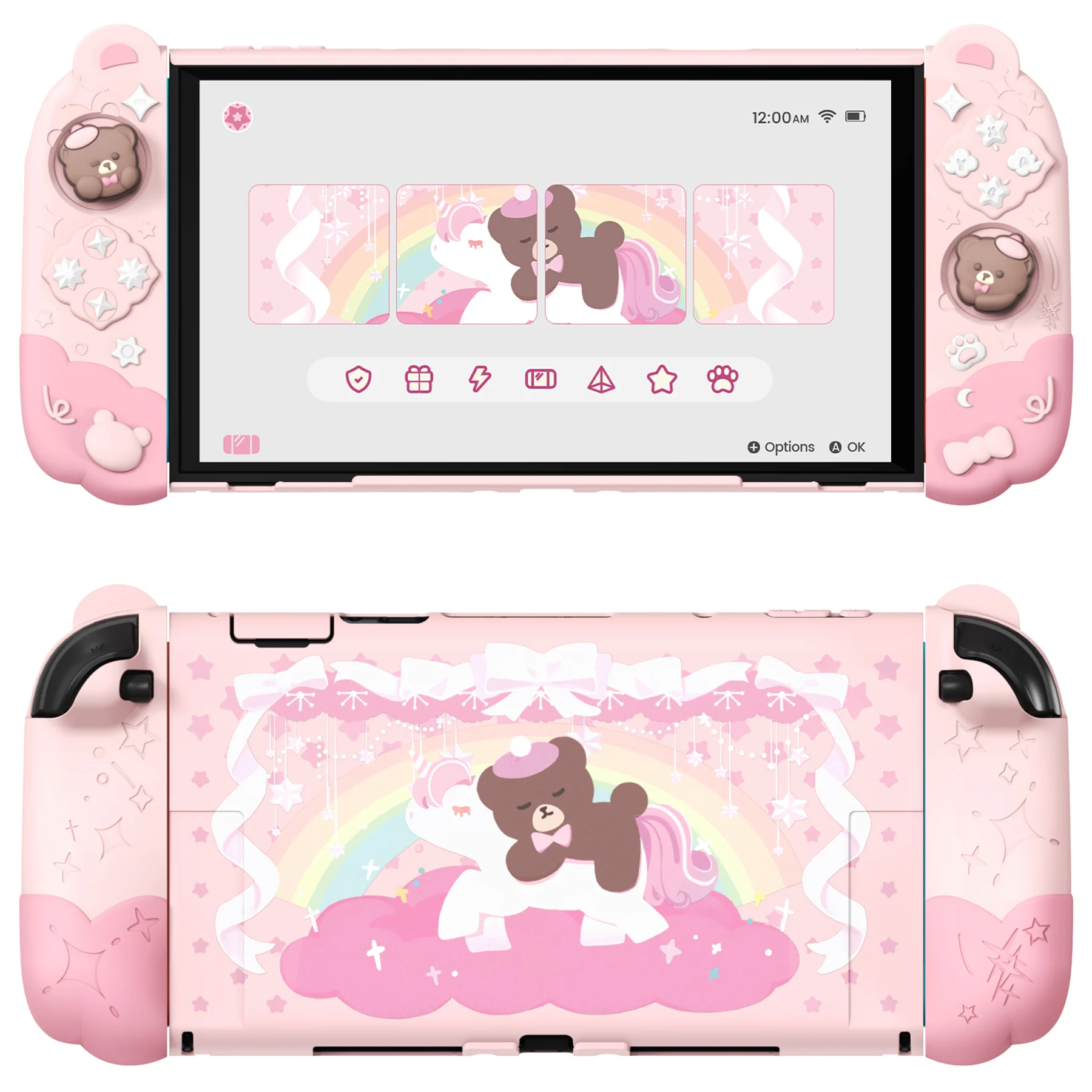 PlayVital Dockbare Schutzhülle für Switch 2 – Good Night Bear Silikonhülle mit abnehmbaren Joycon-Griffen und niedlichen Daumenkappen Image