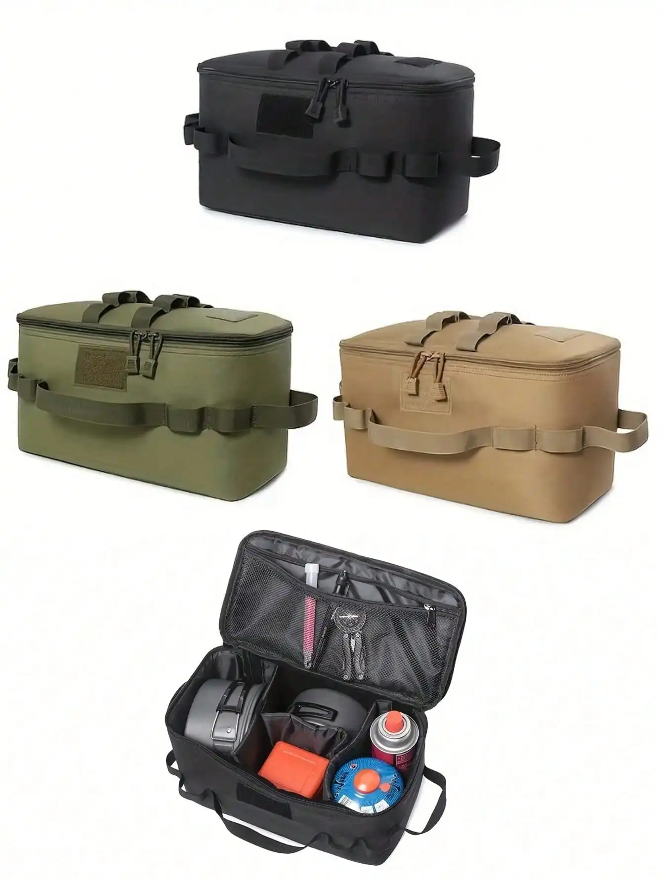 Outdoor Camping Gas Tank Lagerung Tasche Große Kapazität Boden Nagel Werkzeug Tasche Gas Kanister Picknick Kochgeschirr Utensilien Kit Tasche Mittagessen Tasche Image