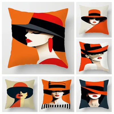 Nordischer Stil, abstrakte Kunstfigur, Kissenbezug, 40 x 40 cm, Wohnzimmer, Sofa, dekorativer Kissenbezug, Raumdekoration, Ästhetik Image