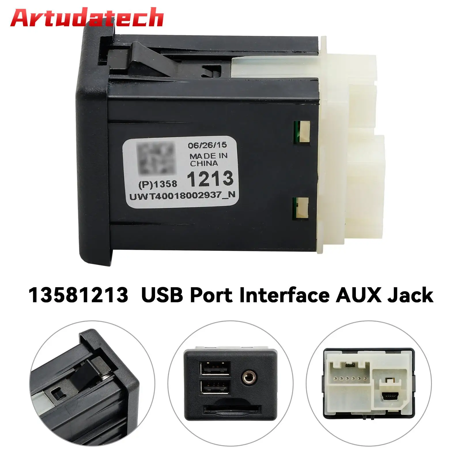 Artudatech 13581213 Dual-USB-Anschluss, SD-Kartenschnittstelle, AUX-Buchse für GMC Cadillac XTS CTS ATS, Autozubehör Image