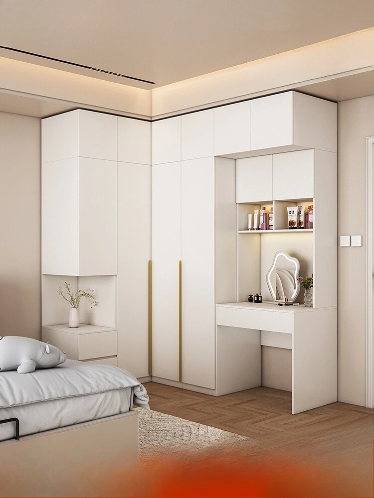 Massivholz-Eckschrank, Kommode, Schlafzimmer, Zuhause, Ecke, L-förmige Garderobe, 90-Grad-Schreibtisch, Kleiderschrank, integrierte Kombination