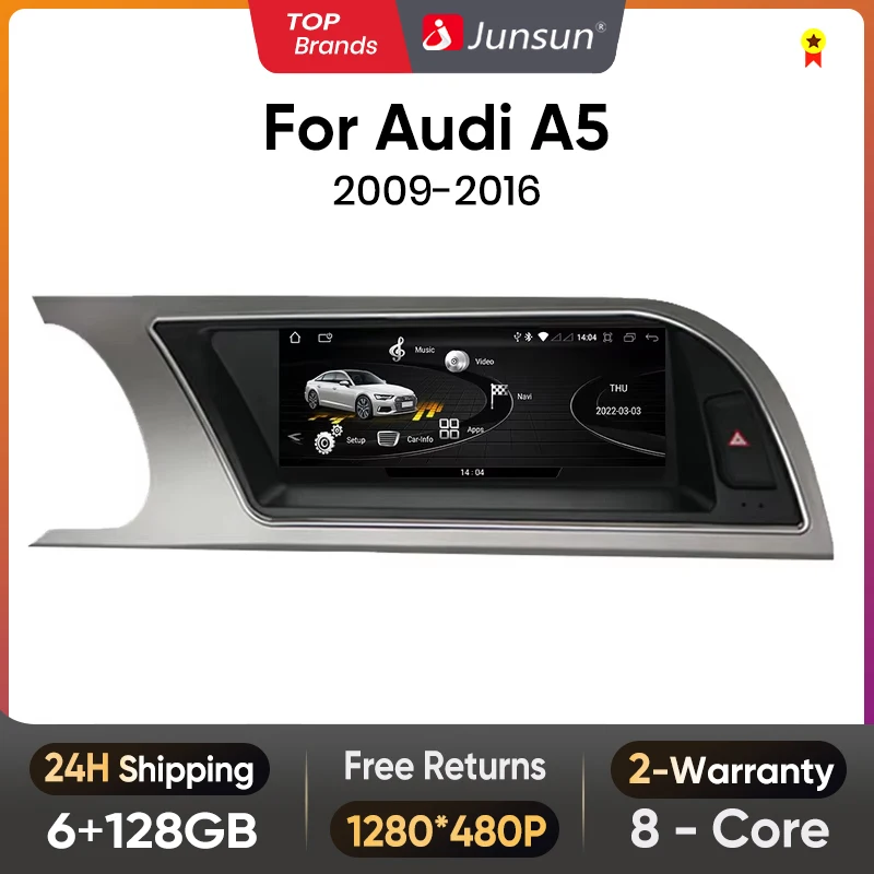 Junsun Bluetooth Drahtlose Android Auto CarPlay Auto Radio Multimedia Für Audi A5 2009-2016 4G LTE WiFi GPS navigation Stereo Image