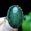 Natürlicher grüner Phantom ovaler verstellbarer Ring 18/12,5/8 mm große Größe Männer 925 Silber Perle Phantom Frauen Männer Schmuck AAAAAA