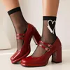 Riemen schwarz weiß rot Absätze Mary Janes Schuhe Damen High Heels Pumps Plattform elegant 2024 Party Hochzeits schuhe Damen große Größe