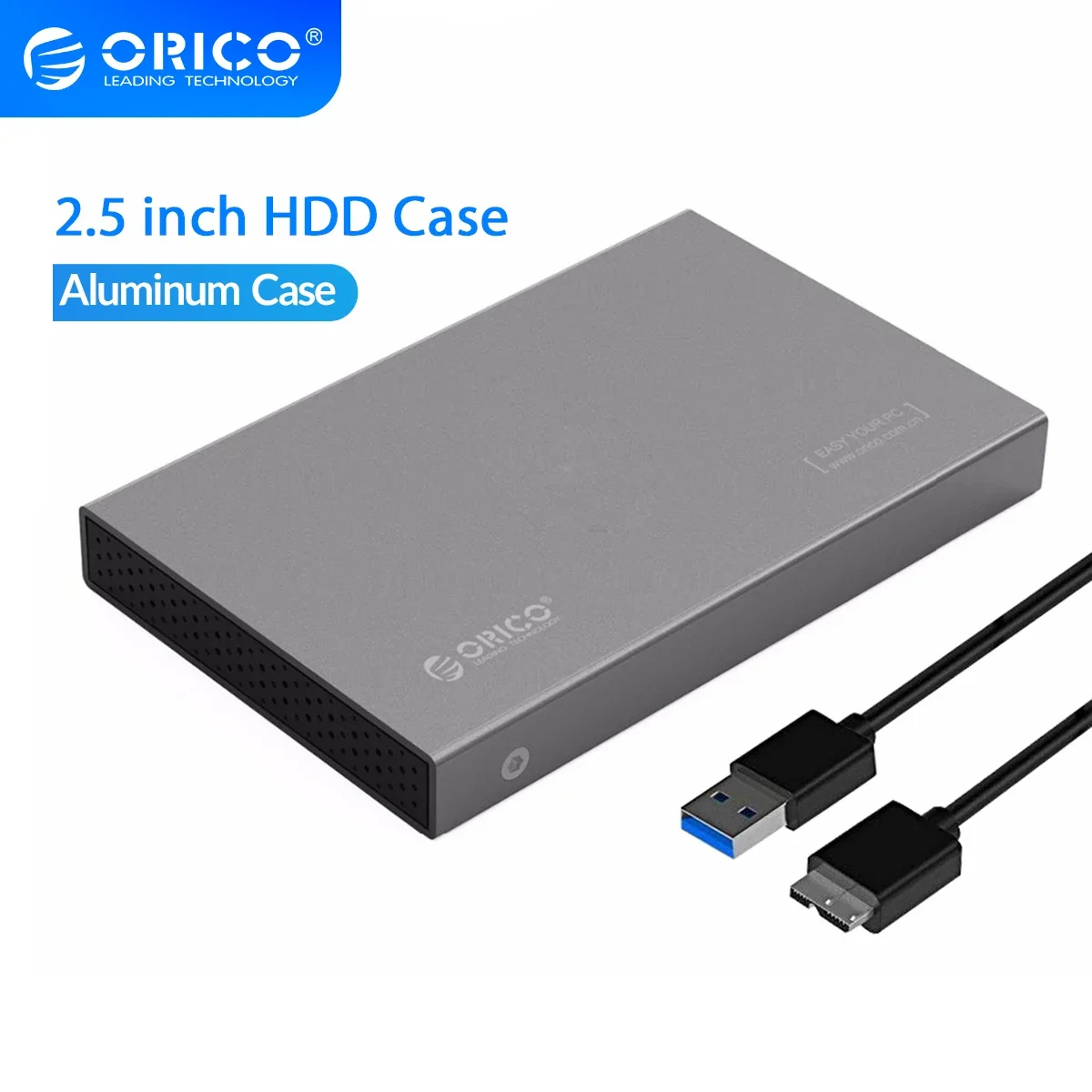 ORICO 2,5-Zoll-HDD-Gehäuse aus Aluminiumlegierung, externes Festplattengehäuse, USB 3.0 auf SATA-Festplattengehäuse für 2,5-Zoll-HDD-SSD Image