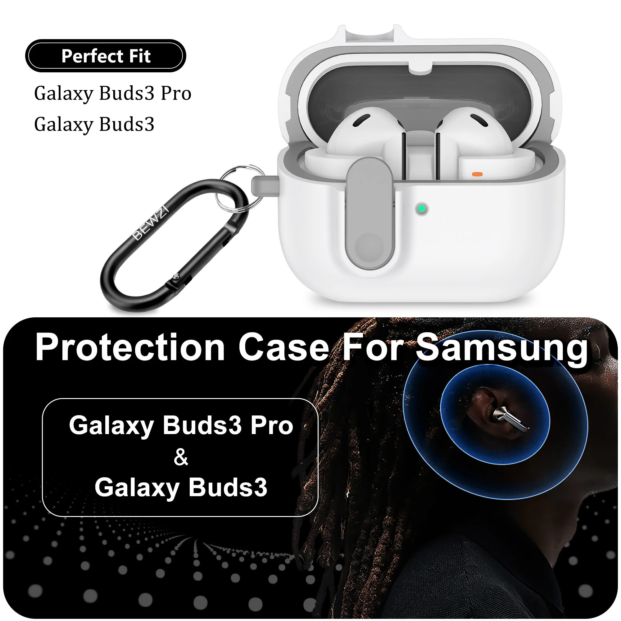For Samsung Galaxy Buds3 Pro / Galaxy Buds3 Case Cover Pushbutton Switch Protective Case for Galaxy Buds 3 / Buds3 Pro Case