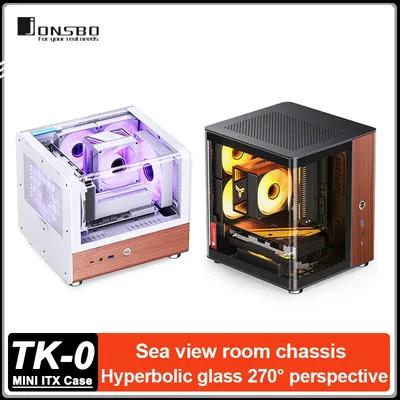 JONSBO TK-0 Small Case Mini Hyperbolic Glass Sea View Room Desktop Computer Case ITX Aluminum Alloy Type-C interface
