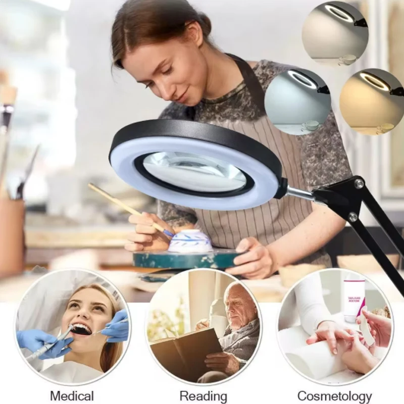 Neue beleuchtung lupe USB72LED 8X/10X3 farbe LED lupe für lötkolben reparatur/schreibtisch lampe/hautpflege schönheit Image