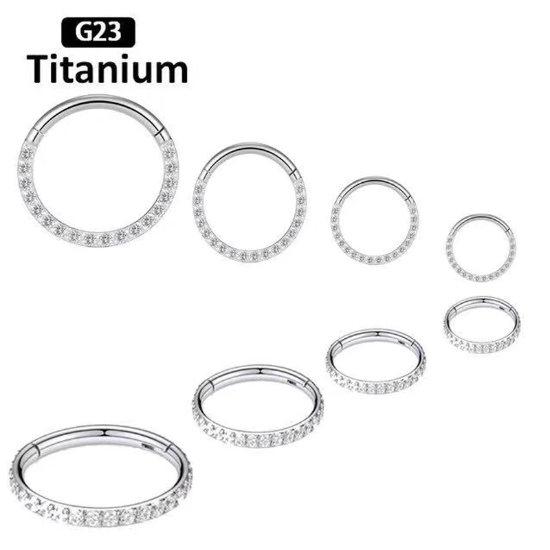 Neue G23 Titan Hohe Qualität Zirkon Stein Hight Segment Ringe Open Kleine Septum Piercing Nase Ohrringe Helix Körper Piercings 16G，nasenpiercing, Image