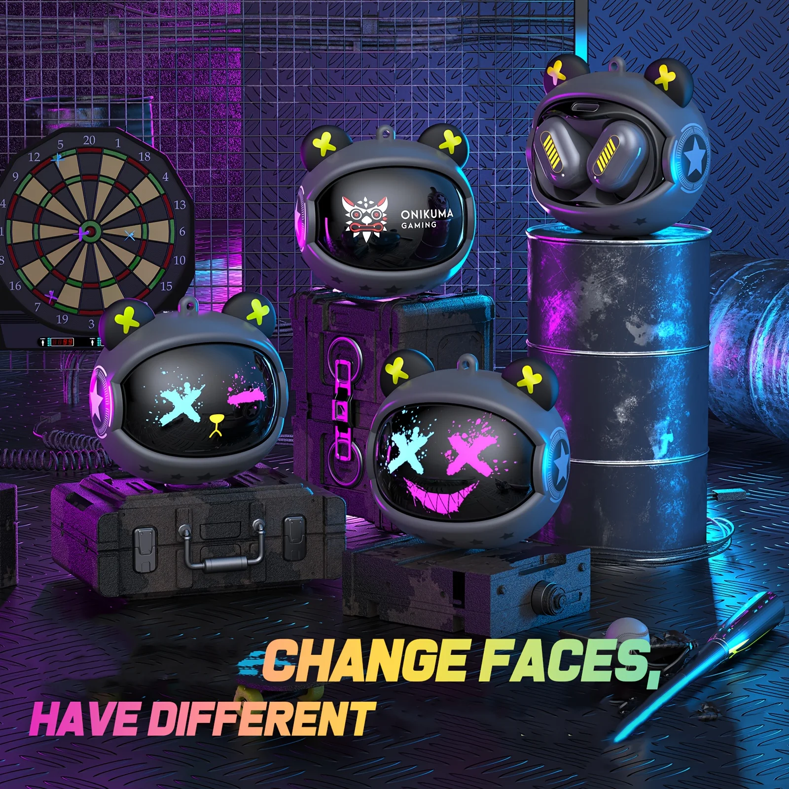 Onikuma T20 TWS Drahtlose Kopfhörer Bluetooth 5.3 In-Ear-Kopfhörer Mikrofon Gaming-Kopfhörer mit Etui zum Aufladen Image