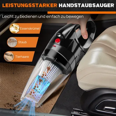 BRIEFNESS Handstaubsauger, Handstaubsauger, kabelloser wiederaufladbarer Reiniger, tragbares Auto mit starker Saugkraft, 12000 PA Mini-Staubsauger Image