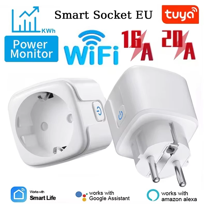 EU 16A/20A Smart Plug WiFi Buchse Mit Power Monitor Timing Funktion Tuya Smart Leben APP Steuerung Funktioniert mit Alexa Google Hause Image