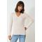 Crew Clothing Womens V-neck Cable Knit Jumper - White Cotton - Size 8 UK | Crew Clothing Sale | Discount Designer Brands