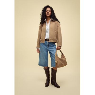 Stradivarius Soft-touch bomber jacket camel XS