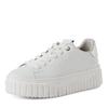 Plateausneaker TAMARIS, Damen, Gr. 41, weiß (weiß kombiniert), Leder, unifarben mit Farbeinsatz, sportlich, Schuhe, Freizeitschuh, Halbschuh, Schnürschuh mit Kontrastbesatz