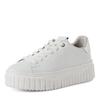 Plateausneaker TAMARIS, Damen, Gr. 39, weiß (weiß kombiniert), Leder, unifarben mit Farbeinsatz, sportlich, Schuhe, Freizeitschuh, Halbschuh, Schnürschuh mit Kontrastbesatz