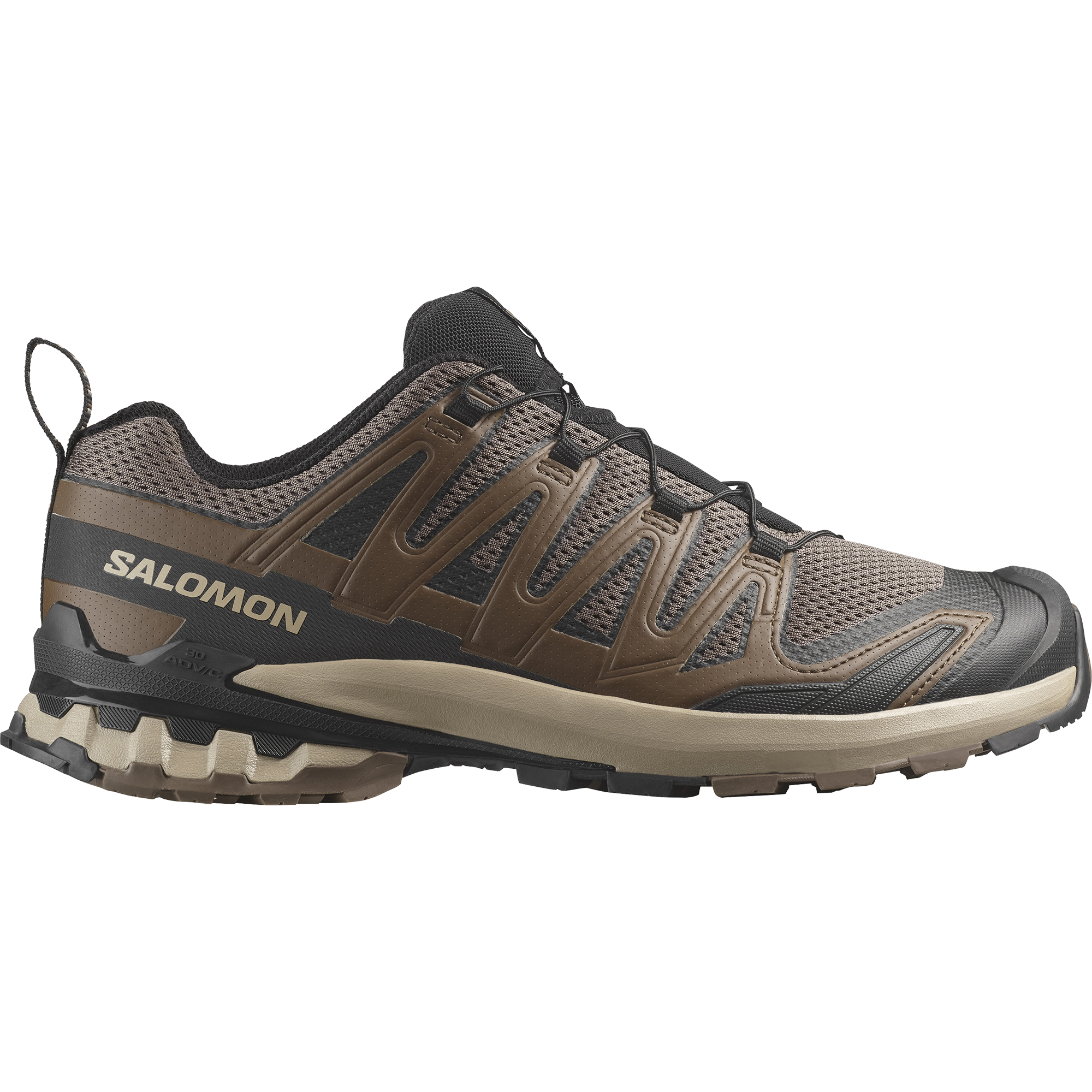 Laufschuh SALOMON "XA PRO 3D V9", Damen, Gr. 49, schwarz (falcon, desert tan, schwarz), Synthetik, Textil, Schuhe Laufschuh