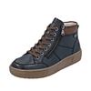 Plateausneaker REMONTE, Damen, Gr. 37, bunt (dunkelblau, braun), Leder, Lederimitat, unifarben mit Farbeinsatz, casual, Schuhe, Winterstiefelette, Casual Boots mit wasserabweisender TEX-Membran