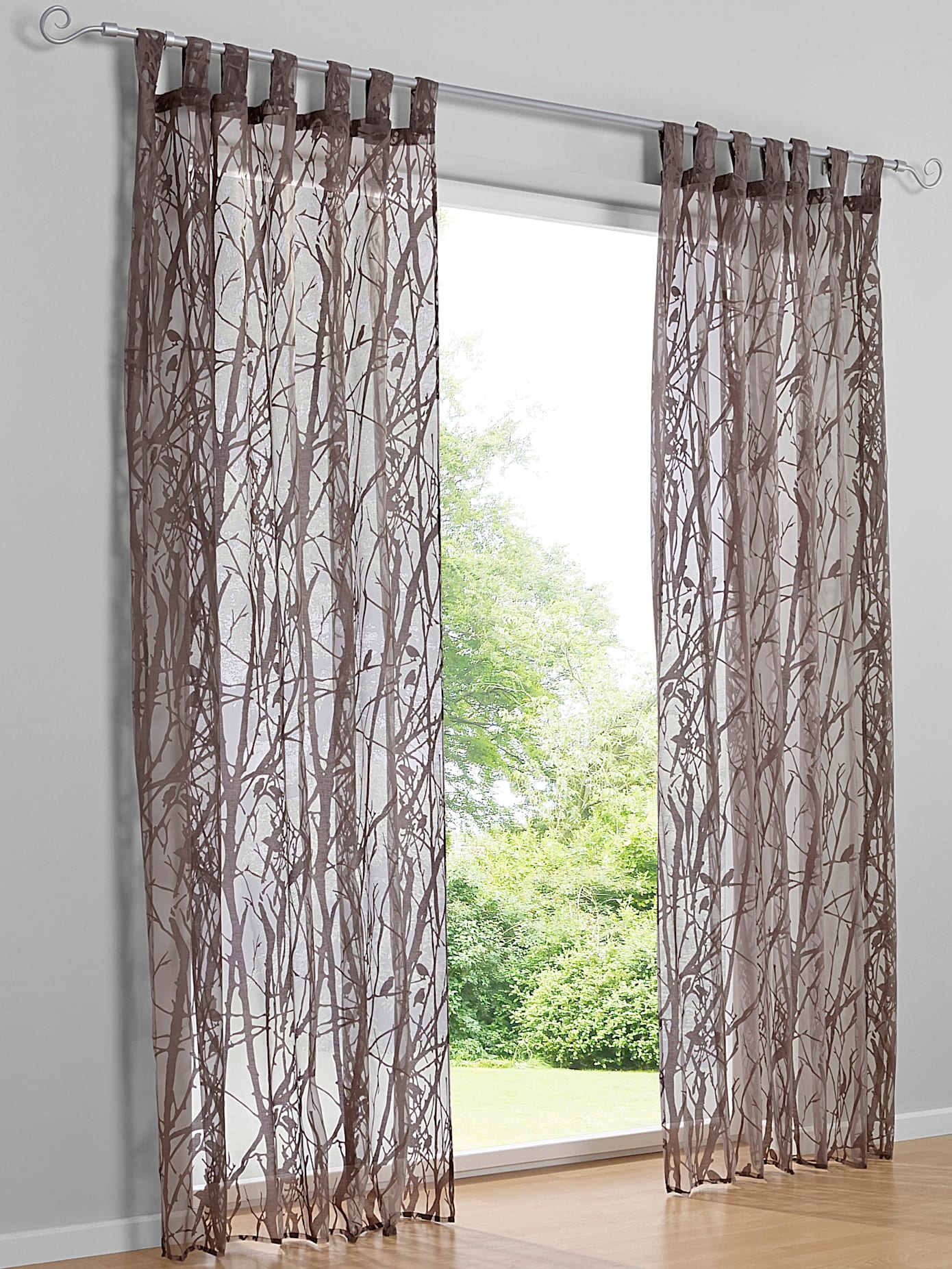 Gardine HEINE HOME Gr. 2, braun, B:140cm H:175cm, Polyester, Viskose, Gardinen Image