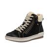 Winterboots REMONTE, Damen, Gr. 43, schwarz (schwarz, beige), Leder, Textil, Fellimitat, sportlich, Schuhe, Schnürboots, Stiefelette, Casual-Boots mit Tex-Ausstattung