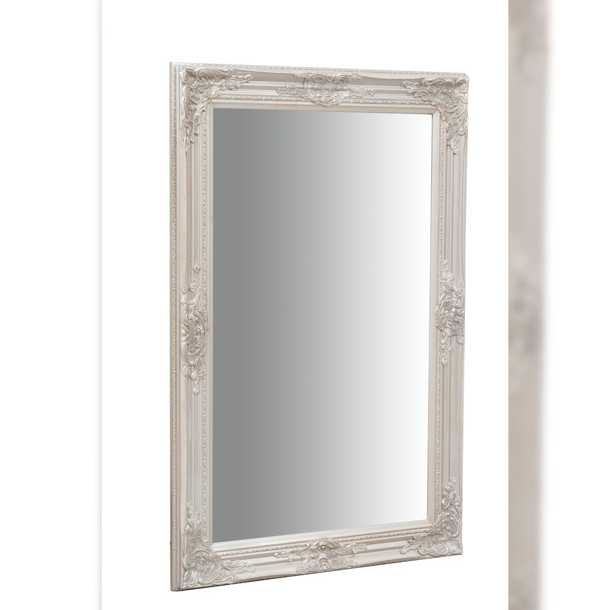 BISCOTTINI INTERNATIONAL ART TRADING Biscottini Schlafzimmerspiegel 60x4x90 cm - Rechteckiger Badezimmerspiegel - Silberner Wandspiegel mit Holzrahmen - Dekorative Wandspiegel Image