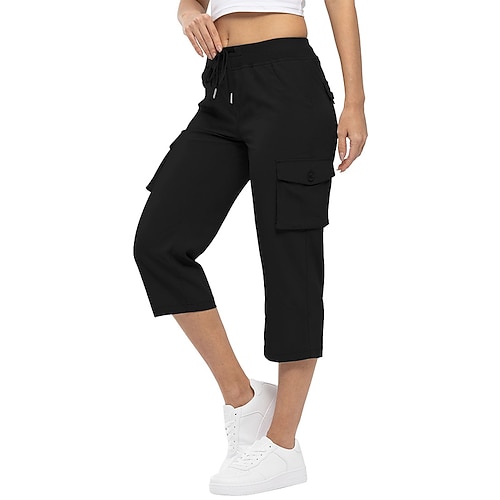 Per donna Pantaloni Cargo Pantaloni da escursionismo Estate Esterno Vestibilità regolare Traspirante Pantaloni Coulisse Tasca Nero Bianco Cotone Campeggio / Escursionismo Corsa S M L XL XXL