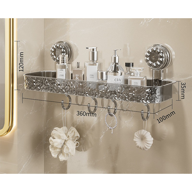 Light Luxury Style Punch-Free Storage Rack Suction Cup Corner Shelf Bathroom Triangle Organizer Wall Mounted No Drilling Washstand Rack for Toiletries and Essentials