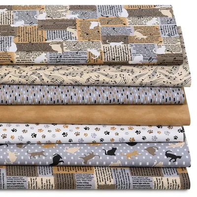 Patchwork- und Quiltpaket Zeitung & Katzen, braun-color Image