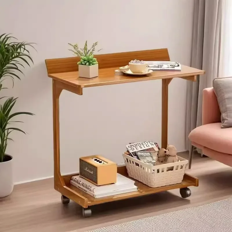 Sofa-Beistelltisch, abnehmbarer kleiner Couchtisch mit Rollen, einfaches Mini-Wohnzimmer, Massivholz, Schlafzimmer, Nachttisch, Schrankregal