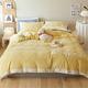 Cartoon Embroidery Warm Milk Velvet Four-piece Winter Thick Coral Velvet Soft Duvet Cover Double-sided Velvet Bedding (Color : Blue 6-piece suit, Size : 1.5m) (Yellow 4 piece Suit)