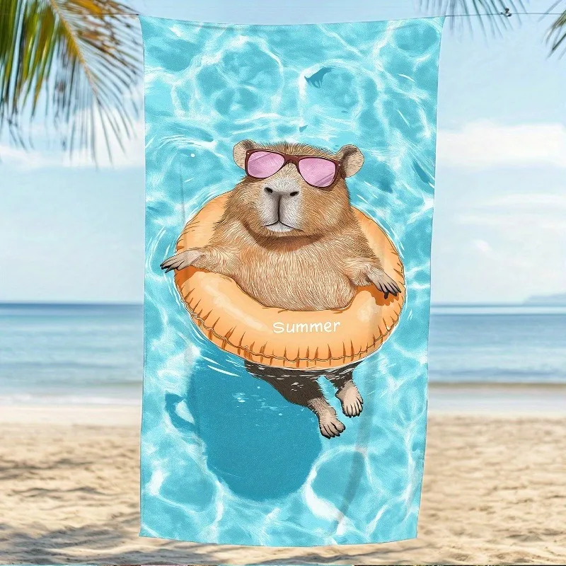 Sommer Happy Swimming Circle Dolphin Pattern Bedrucktes Strandtuch, geeignet für Outdoor-Wandern und Camping Image