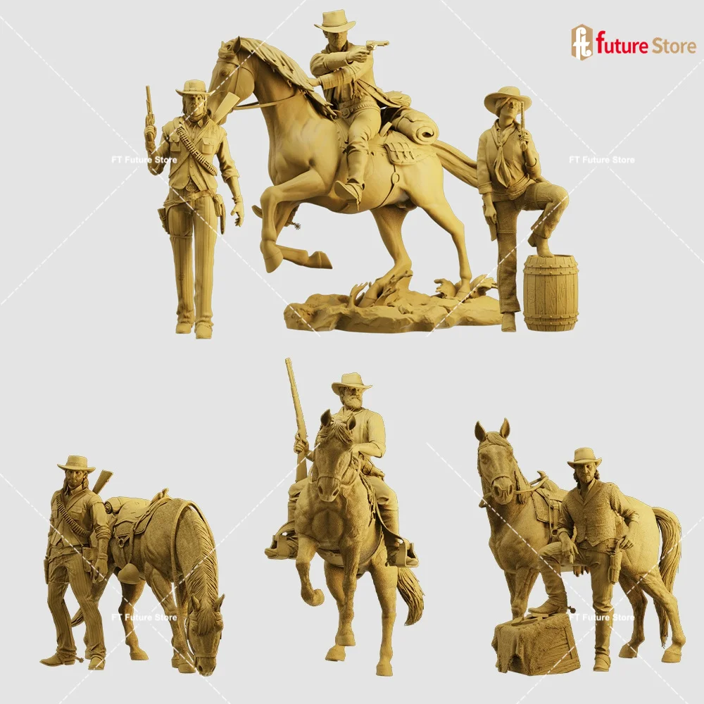Miniaturen Figur 1/64 1/43 Männliche Wildnis Cowboy Reiten Pferd Rollen 3D Diorama Modell Mini Puppe Kreative Requisiten Handwerk Dekor Image