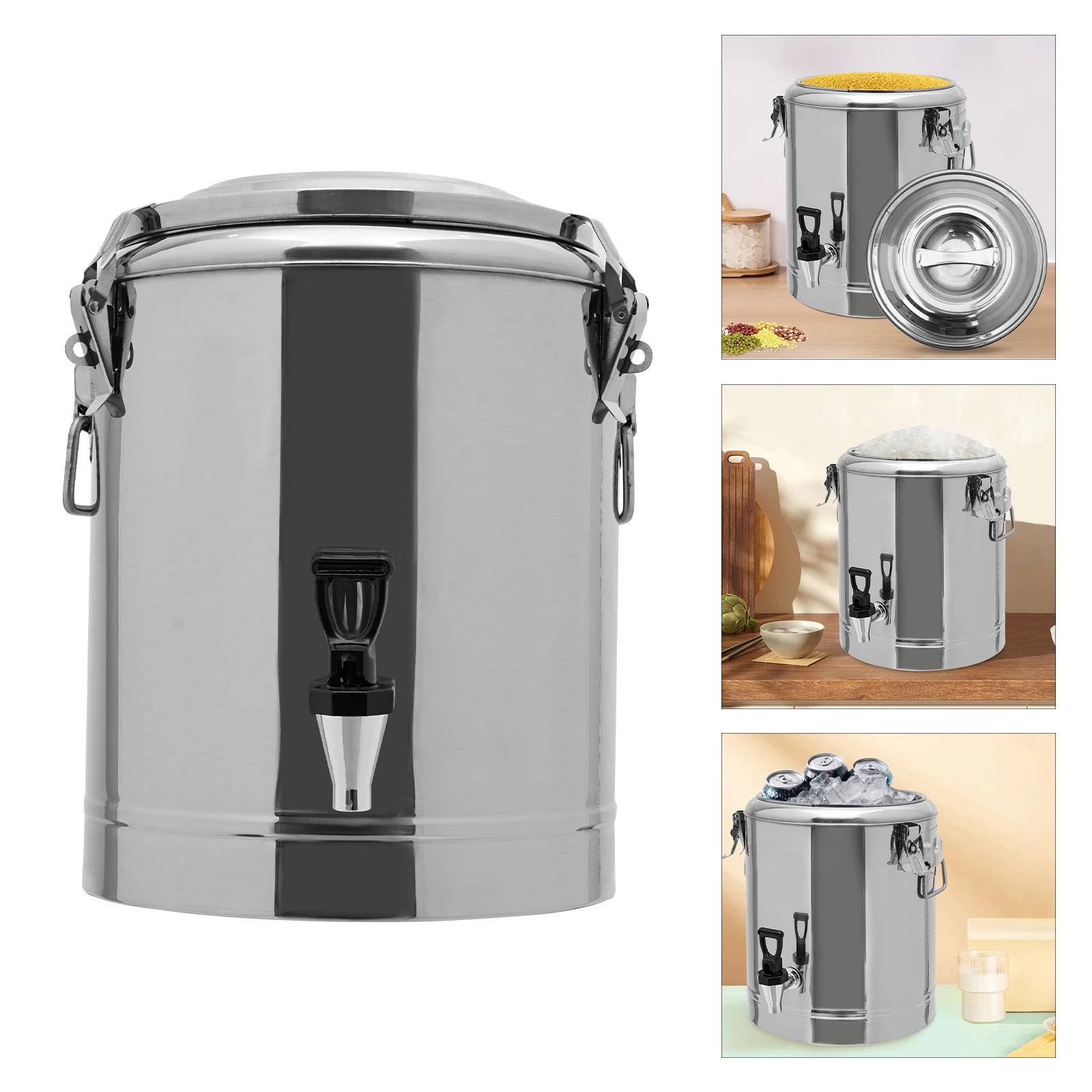 Dispenser per bevande isolato in acciaio inossidabile con rubinetto Scaldavivande da 14 litri Bevande fredde/calde per secchio isolato da 8 ore
