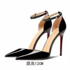 Rote Sohle Damen-Gladiator-Sandalen mit Absatz, Sommer 2022, neue Leder-Schuhe mit spitzer Zehenpartie und hohlen Absätzen für Damen, Markenmode-Damenschuhe