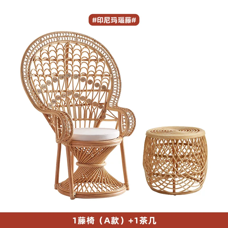 Südostasien ins Retro-Rattan-Stuhl, natürliches Rattan, einzelner Freizeitstuhl, Homestay-Modell, Zimmer, Hochzeit, Fotoshooting, Requisiten