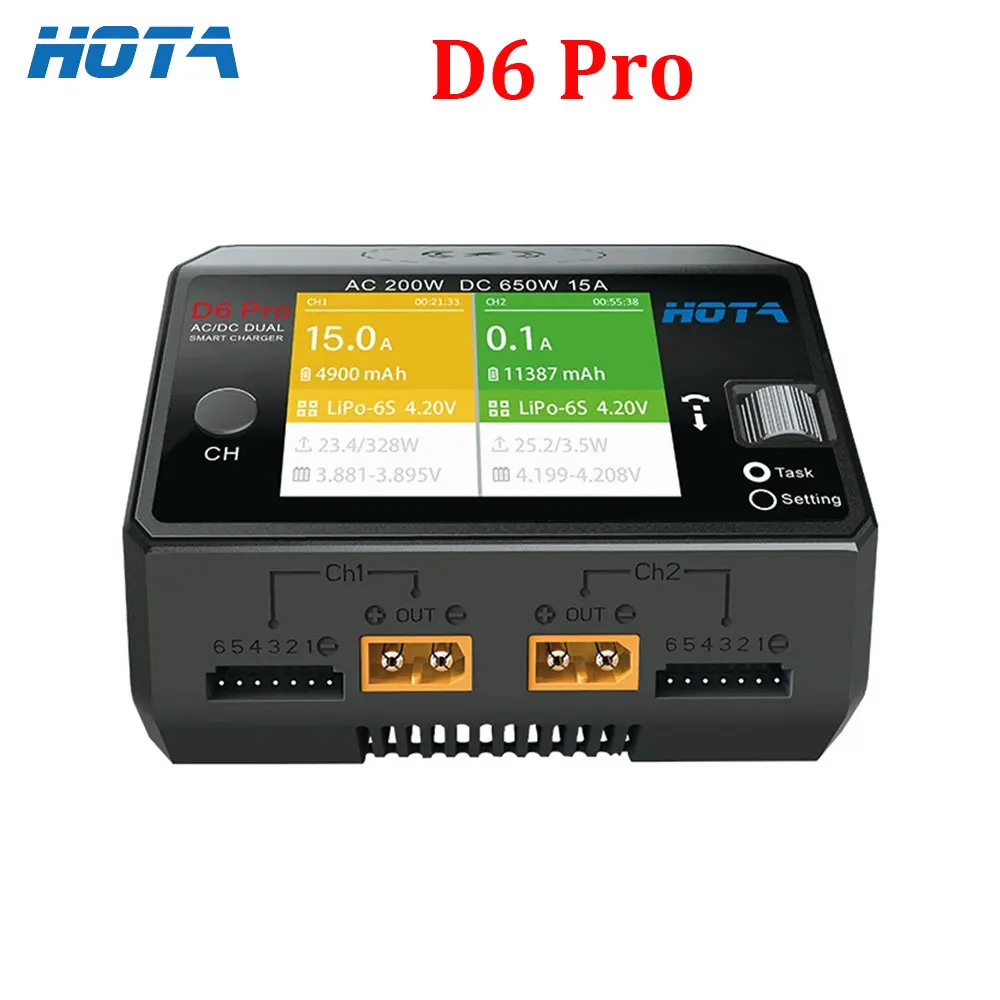 HOTA D6 Pro AC 200w DC 2x325w/15a Kanal Smart Batterie Ladegerät Entlader Lipo Ladegerät für Rc Drone Ersatzteile Image