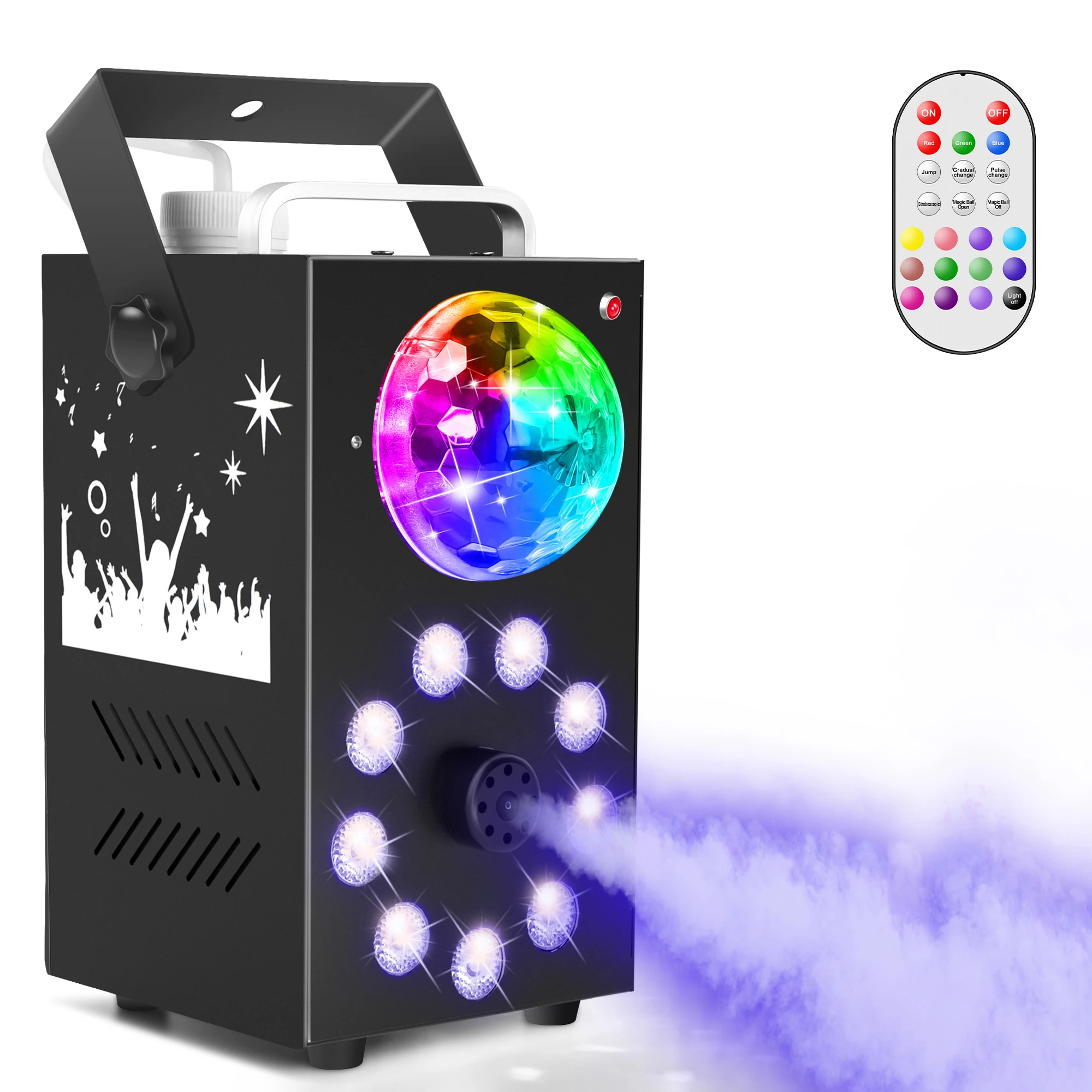 Datewink 700W Smoke Fog Machine 9LEDs RGB Stage Lights Effect Remote Control Fogger Ejector For Disco DJ Christmas Party Wedding