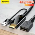 Adattatore HD da HDMI a DisplayPort da 4K a 60 Hz Cavo audio da USB a DP maschio a femmina per monitor da gioco per computer desktop portatile PS5 Xbox