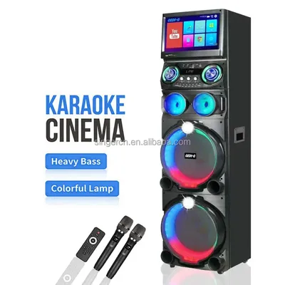 GD-1419 Parlante Youtube Speaker 120W High Power Wooden PA Active Speaker Trolley Portable Speaker with DJ Light