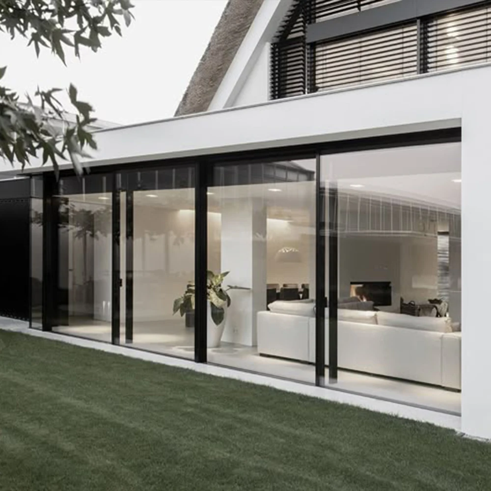 Schiebetür für den Außenbereich, Terrassentür, wasserdichte Wohnung, Innentüren aus Aluminiumprofil, gehärtete, doppelt glasierte Schiebetüren Image