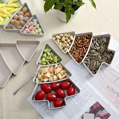 Christmas Tree Fruit Bowl Home Snack Plate Plastic Candy Dish Melon Seeds Dried Fruit Box Lazy Snack Box Home Parties Decor