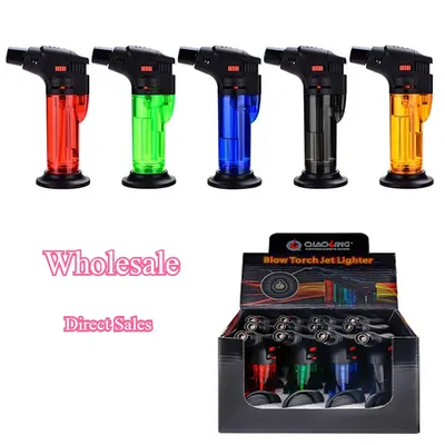 Wholesale Torch Jet Flame Lighter Refillable Butane Gas Cigarette Lighter Windproof Adjustable Flame Kitchen BBQ Accessories