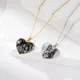 Collana con foto incise Jeshayuan Collana con ciondolo a forma di cuore con testo di immagine personalizzata Collana a cuore personalizzata con nome inciso Girocollo