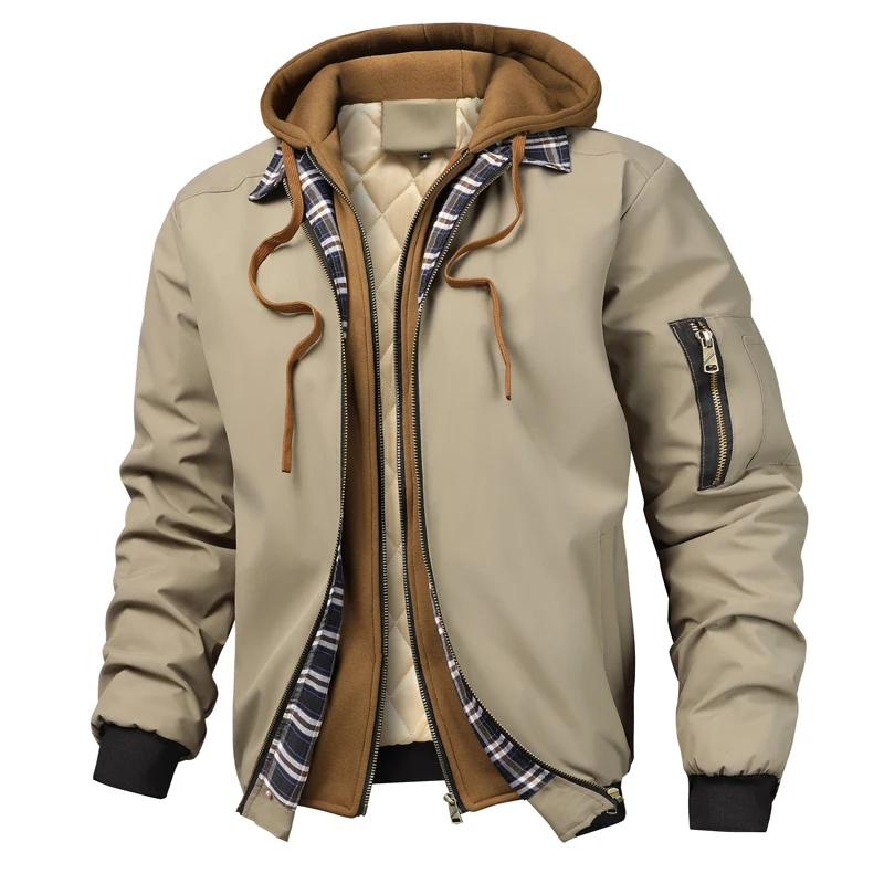 Frühling Herbst männer Taktische Jacke Männer Dicke Warme Windjacke Mit Kapuze Mäntel Herren Sport Zipper Bomber Gepolsterte Jacken Kleidung