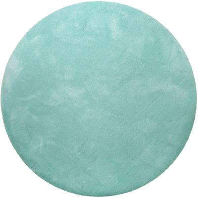 Teppich HOMIE LIVING "Pisa", blau (türkis), H:25mm Ø:200cm, Polyester, Teppiche, Hochflor, Microfaser, uni, weich, Shaggy, Wohnzimmer, Schlafzimmer Image