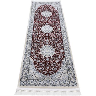 Teppich CARPETFINE "Nain Diane, auch als Läufer", rot, B:80cm H:8mm L:600cm, Polypropylen, Polyester, Teppiche, Kurzflor mit Fransen, Vintage Orient Look, Wohnzimmer Image