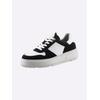 Sneaker HEINE, Damen, Gr. 37, schwarz-weiß (schwarz, weiß), Leder, Rindsleder, Veloursleder, Glattleder, sportlich, Schuhe